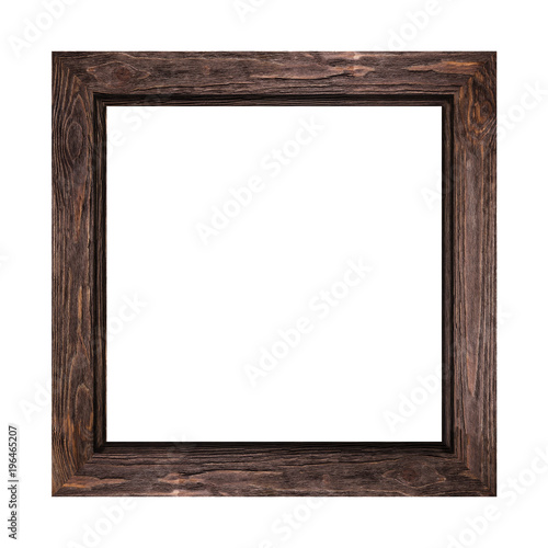 "wide dark brown wooden frame for pictures and photos isolated on white background" Stockfotos