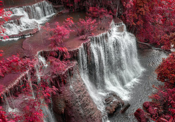 Mae Khamin Waterfall, beautiful waterfall in Kanchanaburi, Thailand.