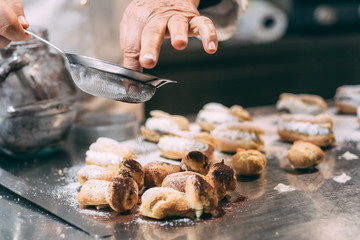 Making of delicious italian pastries from Puglia region