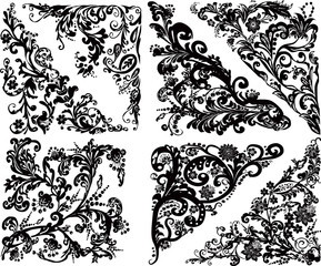 seven triangular black decorations on white