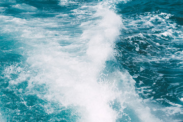 Fototapeta na wymiar Ocean blue green wave High Angle View Of Rippled Water