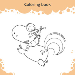 Color the cute cartoon little flying unicorn - coloring book for kids
