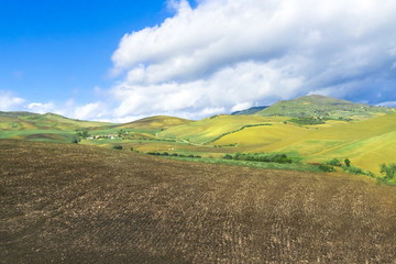 Agricultural field in a mountain valley