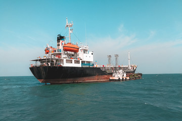 Container ship in import export and business logistic.