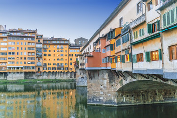 Fototapeta na wymiar Scenic view of the Florence or Firenze city on the Arno River, Italy, Toscana