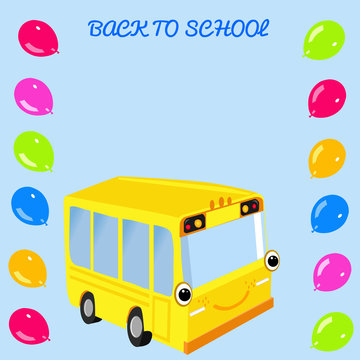 Yellow school bus and balloons