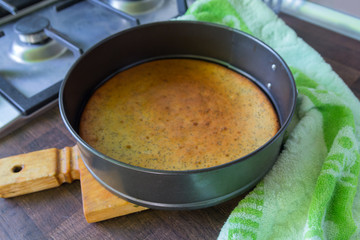 Homemade cakes in the process of cooking on the kitchen table