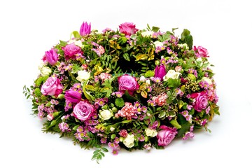 Funeral wreath isolated on a white background