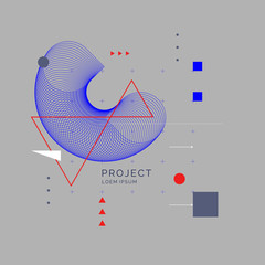 Trendy abstract art geometric background with flat, minimalistic Memphis style. Vector poster