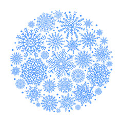 Christmas Ball Created From Blue Snowflakes Icon