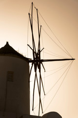 Fototapeta premium Windmill at sunset Santorini Greece