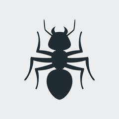 Icono plano hormiga en fondo gris
