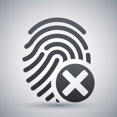 Vector fingerprint rejected icon on a light gray background