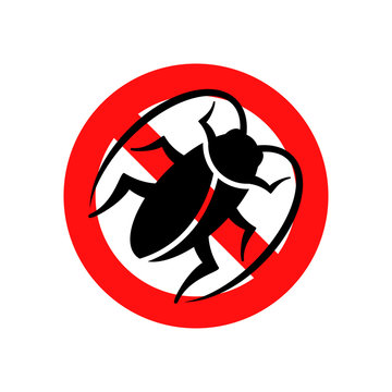 Icono plano cucaracha en señal prohibido