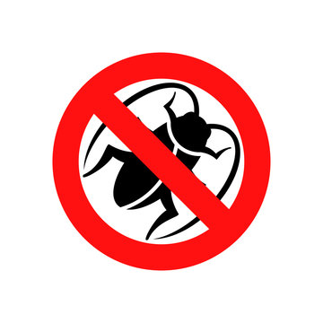 Icono plano señal prohibido cucaracha