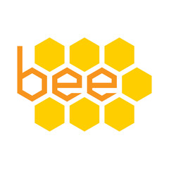 Logotipo bee en panal en naranja y amarillo
