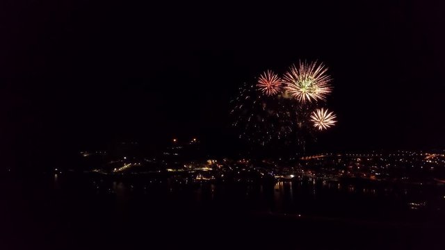 Fireworks over the Mediterranean Sea - Aerial View 