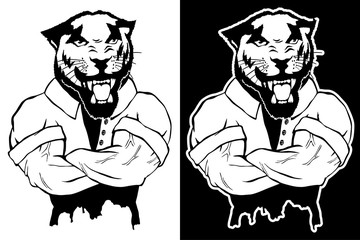 Steep fashionable pantera. Vintage style illustration for tattoo, logo, emblem © Максим Ковальчук