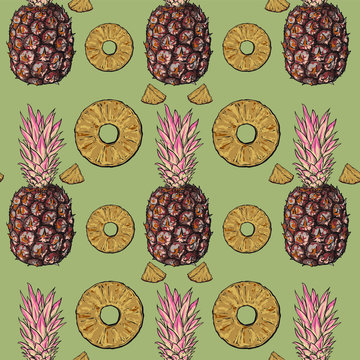 Pastel pattern with pineapple, vector illustration, repeat pattern