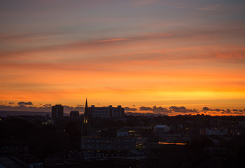 Fototapeta na wymiar Sunset over an English town