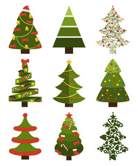 Big Set Christmas Tree Symbols With Without Decor