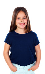 Fototapeta premium Happy small girl with long straight hair