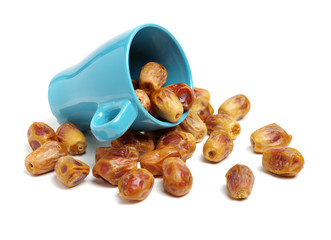 medjool dates on white background