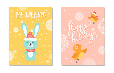 Be Merry and Happy Holidays on Vector Illustration
