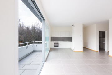 New, clean and empty kitchen in the empty room