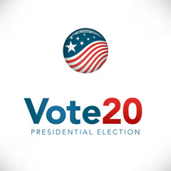 Election header banner & Vote 2020 with Patriotic Stars and Stripes Theme