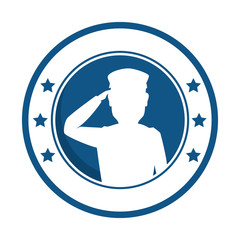 silhouette of soldier saluting emblem