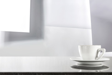 desk of free space and white color space 