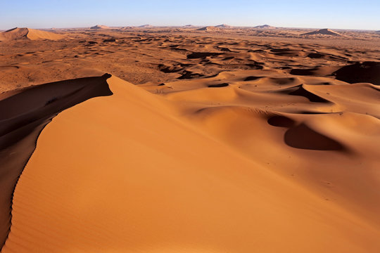 Aerial view of giant sand dunes, Riyadh, Saudi Arabia