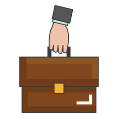 hand with portfolio briefcase isolated icon
