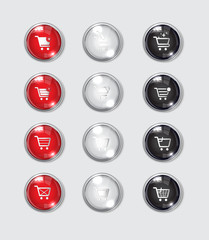 Button web color glossy icon shoping