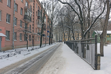 access road in the winter yard