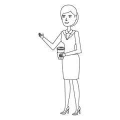 beautiful businesswoman with coffee avatar character