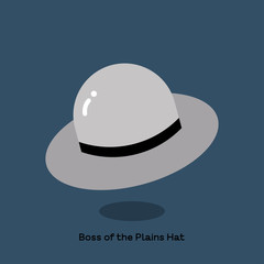 BOSS OF THE PLAINS HAT

Grey boss of the plains hat on dull blue background. Light weight all weather hat with high crown and a wide stiff brim to provide shelter form sun.
