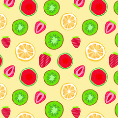 Fruits seamless pattern. Background of fresh fruits. Healthy food