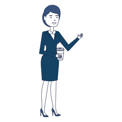 beautiful businesswoman with coffee avatar character vector illustration design