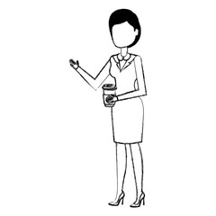 beautiful businesswoman with coffee avatar character vector illustration design