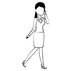 beautiful businesswoman calling with smartphone vector illustration design