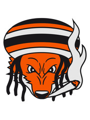 gesicht kopf raggae joint kiffen hanf weed kiffer jamaika rauchen bekifft böse gefährlich niedlich klein kind fuchs schön design cool comic cartoon clipart logo tier wald