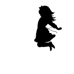 Fototapeta premium Silhouette happy girl jump up