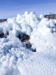 abstract winter frozen figures of ice and snow