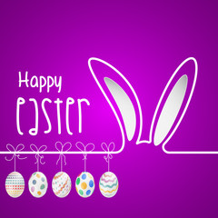 Happy easter image vector. Modern happy Easter background with colorful eggs, and ear bunny. Template Easter greeting card, vector.