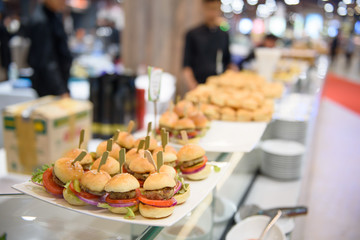 Fototapeta premium Mini chicken burger are placed on a plate