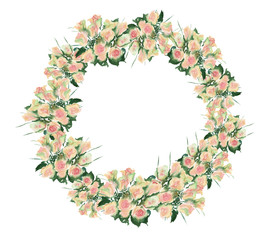 wreath of watercolor bouquet of yellow roses. watercolor print for clothes, logo, banner, flayer, label. Watercolor designer element. flowers for wedding invitation. roses for a postcard