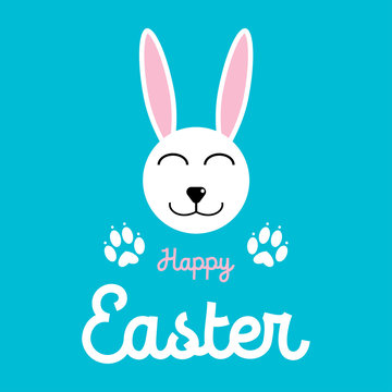 Happy easter. Easter rabbit on a blue background