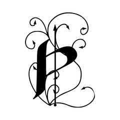Obraz premium Letter P with arrows